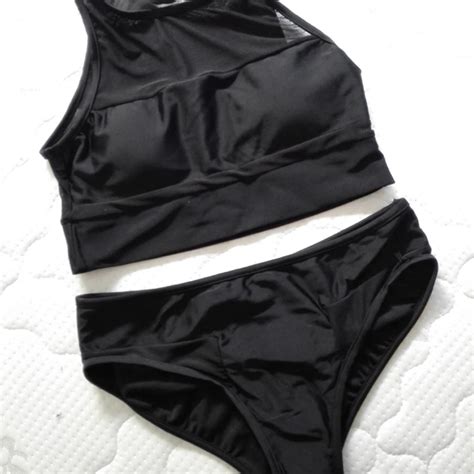 Bikini Hot Sexy Mesh Gauze Transparent Swimwear For Women Pool Vintage Black Bathing Suits