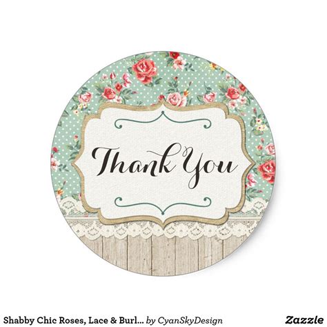 Elegant Vintage Roses And Lace Thank You Sticker