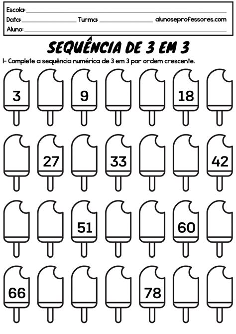 Atividades De Matematica 2 Ano Sequencia Numerica Ate 100