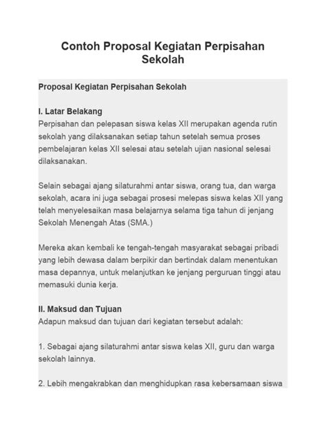 Contoh Proposal Kegiatan Perpisahan Sekolah Pdf