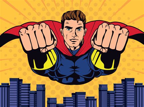 Superhero Flying Pop Art 10384584 Vector Art At Vecteezy