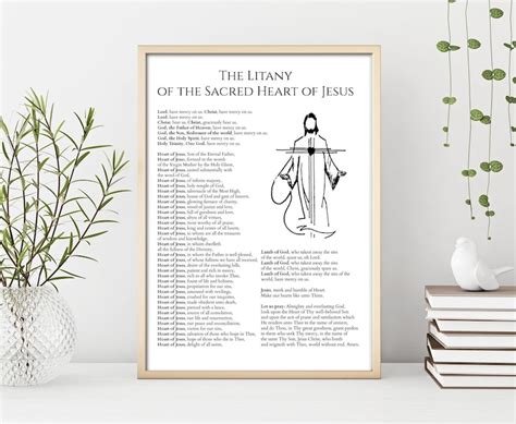 Litany Of The Sacred Heart Of Jesus Prayer Printable Sacred Heart Prayer Catholic Prayer Print