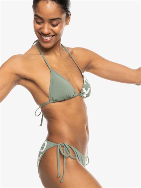 Beach Classics Tie Side Triangle Bikini Set For Women Quiksilver