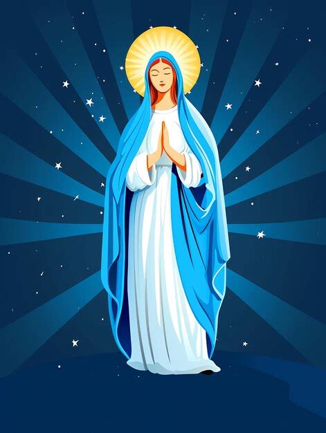 Premium Photo Our Lady Of Grace Blessed Virgin Mary Flat Vector