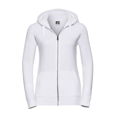 Vit Zip Hoodie Dam Med Eget Tryck I Slim Fit Modell