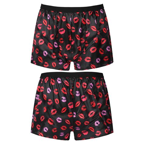 Tiaobug Mens Shiny Silky Satin Boxer Shorts Solid Lingerie Underwear Lip Black Xl Walmart