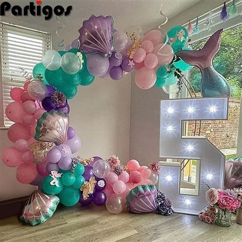 97pcs Mermaid Party Balloon Garland Arch Kit Purple Pink Shell Etsy