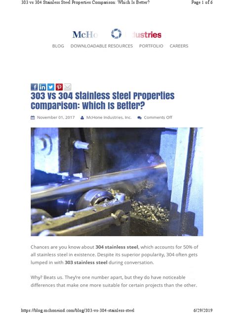 303 Vs 304 | PDF | Stainless Steel | Steel