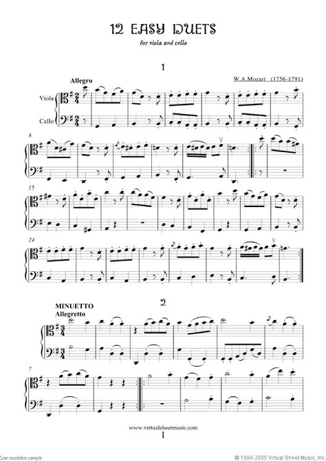 Mozart Easy Duets Sheet Music For Viola And Cello Pdf