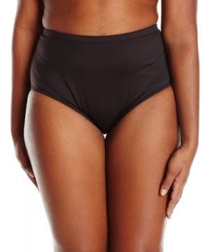 24th Ocean Women S Plus Size Plus Size Solid High Waist Bikini Bottom Black C3126JROGBN