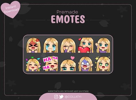 Blonde Hair Girl Emotes Pack For Twitch Youtube Streamers Or Discord Etsy