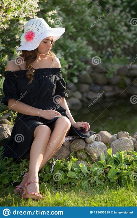 Portrait Of Beautiful Young Girl Posing Outside Stock Image Image Of