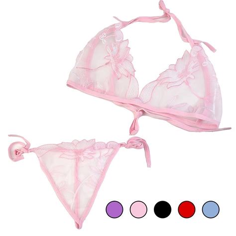 Grkn Women Lace Sexy Sheer Lingerie Bra Set Push Up Knicker Thong Underwear Nightwear Shopee
