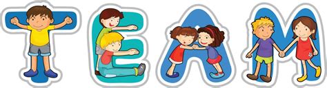 English Word Team Illustration Child Female Vector Illustration Child