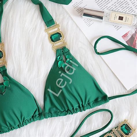 Bikini Brokatowe Z Kokard Na Biu Cie Turkusowe Lub R Owe