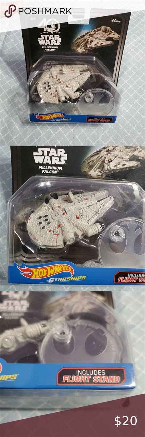 Star Wars Hot Wheels Millennium Falcon Collectable Toy With Flight Stand Th Anniversary