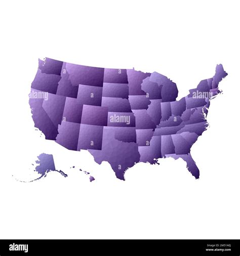 Usa Map Geometric Style Country Outline Outstanding Violet Vector Illustration Stock Vector