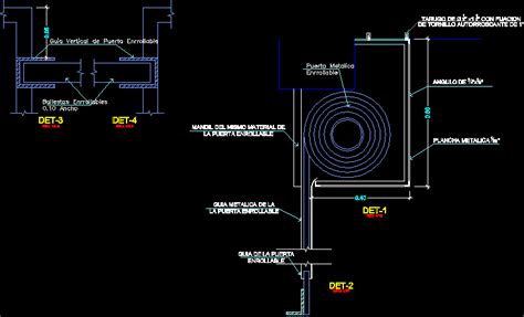 Planos de Puerta metñlica enrollable en DWG AUTOCAD Portones