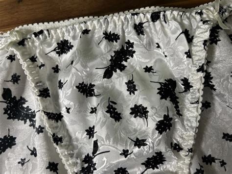 Vintage Delicates Satin String Bikini Panties Xl Shiny Bow Panties