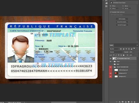 France Id Card Psd Template Driving License Template