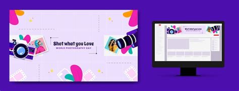 Premium Vector Flat Youtube Channel Art For World Photography Day