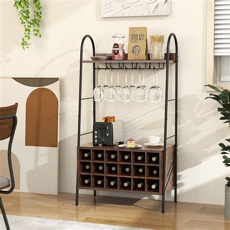 bottle wine rack freestanding floor kitchen bakers rack