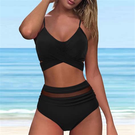 Summer Savings Plus Size MIANHT Womens Swimsuits Women S Sleeveless Solid Bikini Set Swimsuit