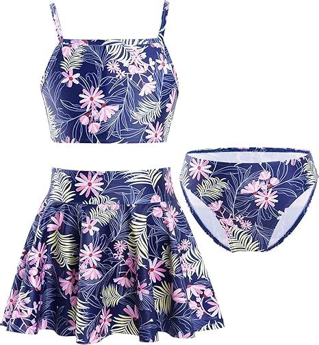 CHICTRY CHICTRY Kinder Mädchen Tankini Bikini Set Mit Blumenmuster Ärmellos Badeshirt Kurz