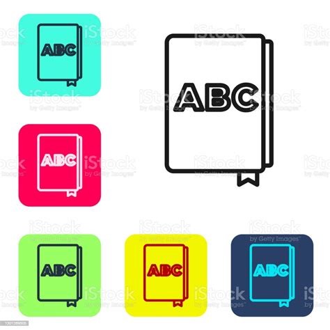 Black Line Abc Book Icon Isolated On White Background Dictionary Book