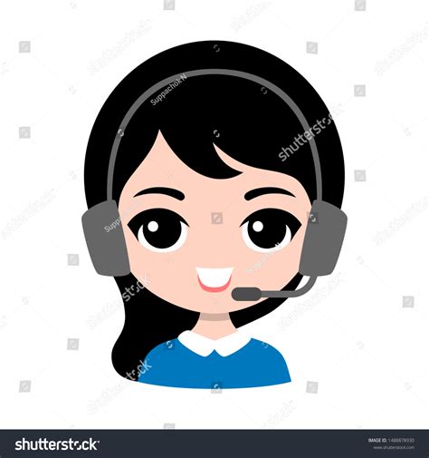 call center female smile cute cartoon stock vector royalty
