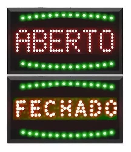 Placa Letreiro Painel Led Luminoso Aberto Fechado 110v New Frete grátis