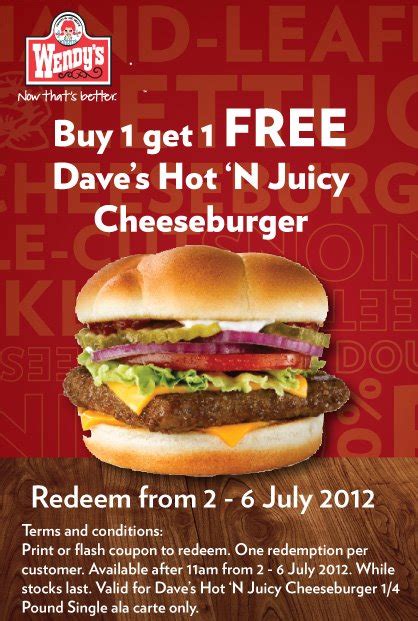 Wendy S For Dave S Hot N Juicy Cheeseburger Great Deals Singapore