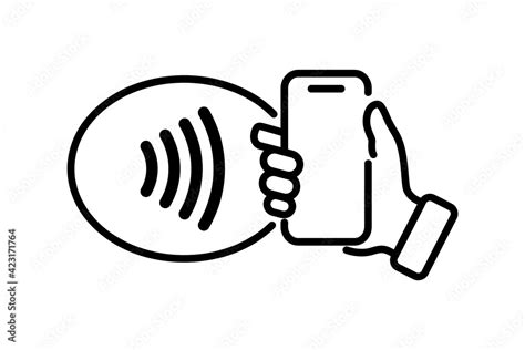 Nfc Technology Hand Holding Phone Contactless Wireless Pay Sign Logo