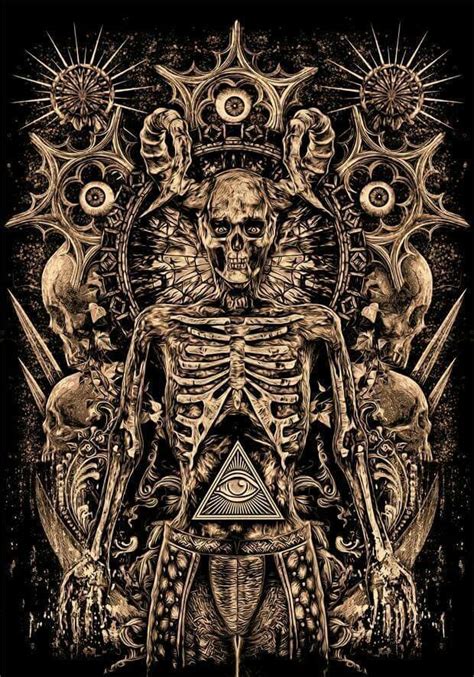 Skulls And Bones Illuminati Art Metal Art Metal Skull Satanic Art