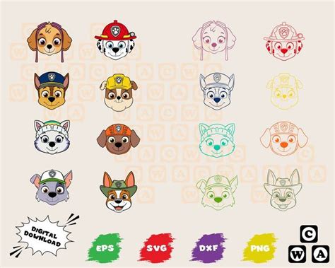 Paw Patrol Face Svg Dxf Eps Png Files For Cricut And Etsy Etsy Cartoons Vector Paw Patrol