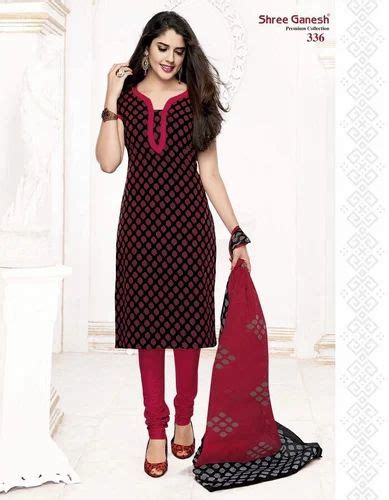 Buy Red Cotton Unstitched Salwar Suit Material Women Dress At Rs 380