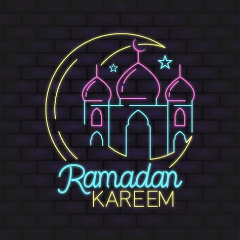 Free Vector Ramadan Lettering Neon Sign