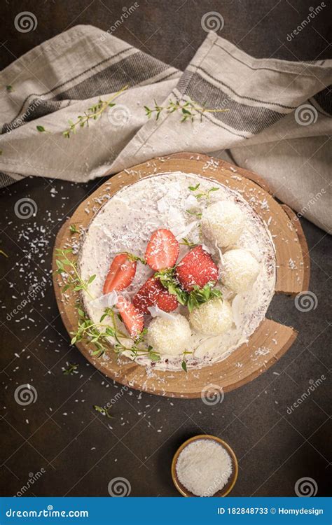 Naked Cake With Strawberries Stock Image Image Of Birthday Gourmet
