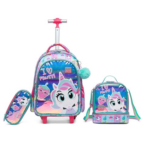 Mochila De Rodinhas Menina Infantil - Kit Mochila Bolsa De Rodinhas Menina Infantil Escolar Reforçada ...