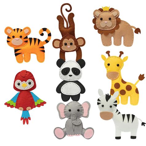 Zoo Felt Animal Sewing Kits Stuffed Animals Set Felt Animals Felt Felt