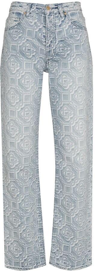 Casablanca Jacquard Logo Straight Leg Jeans Shopstyle