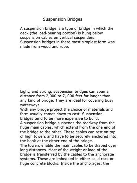 Suspension Bridges | PDF | Bridge | Components