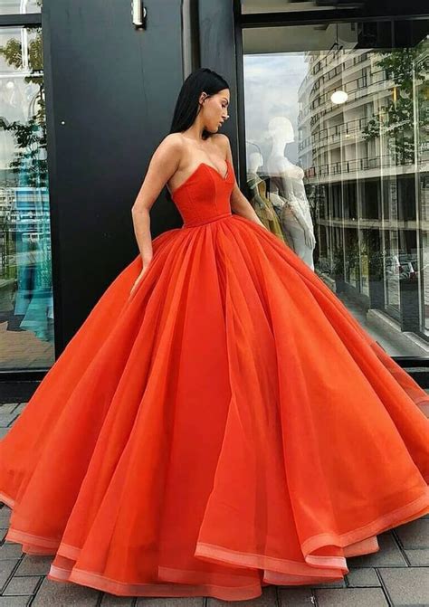 Orange Ball Gown Prom Dresses