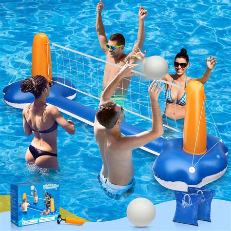 Pool Volleyball Set - 118" Pool Volleyball Net for Inground Includes