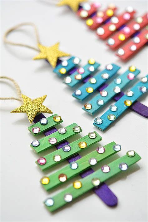 Glittering Popsicle Stick Christmas Trees Dollar Store Christmas