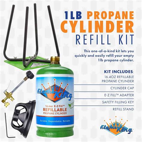 Eco Friendly 1lb Refillable Reusable Propane Cylinder + Refill Kit