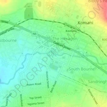 Komani topographic map, elevation, terrain