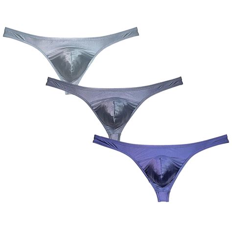 Botmois PACK Men S Shiny Thongs Mini Bikini G String Underwear Bulge Pouch Tangas Low Rise