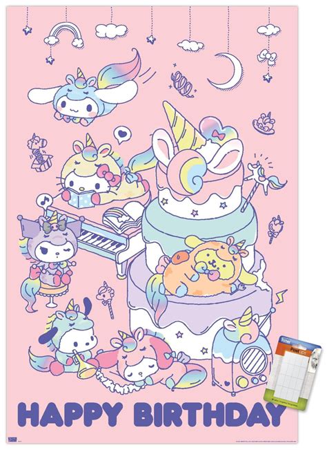 Hello Kitty And Friends Happy Birthday Wall Poster 14725 X 22375