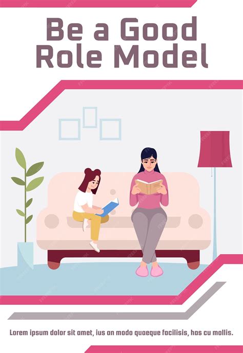 Premium Vector | Be good role model poster template. mother read with